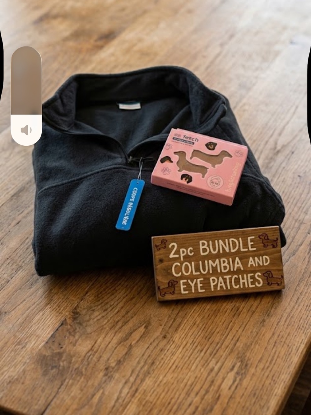Columbia Black Quarter-Zip Fleece Pullover med with eye patches puppy dog nwt